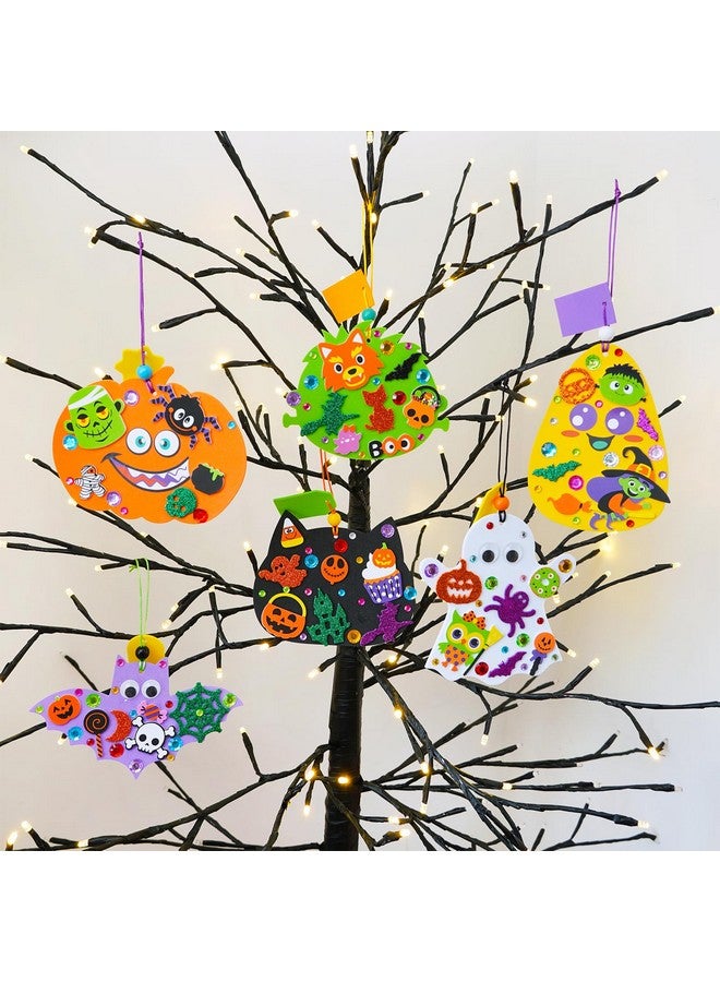 Winlyn 36 Sets Fall Crafts DIY Pumpkin Bat Black Cat Ghost Candy Corn Frankenstein Ornaments Art Sets Halloween Foam Stickers for Kids Classroom Activities Party Treats - Image 3