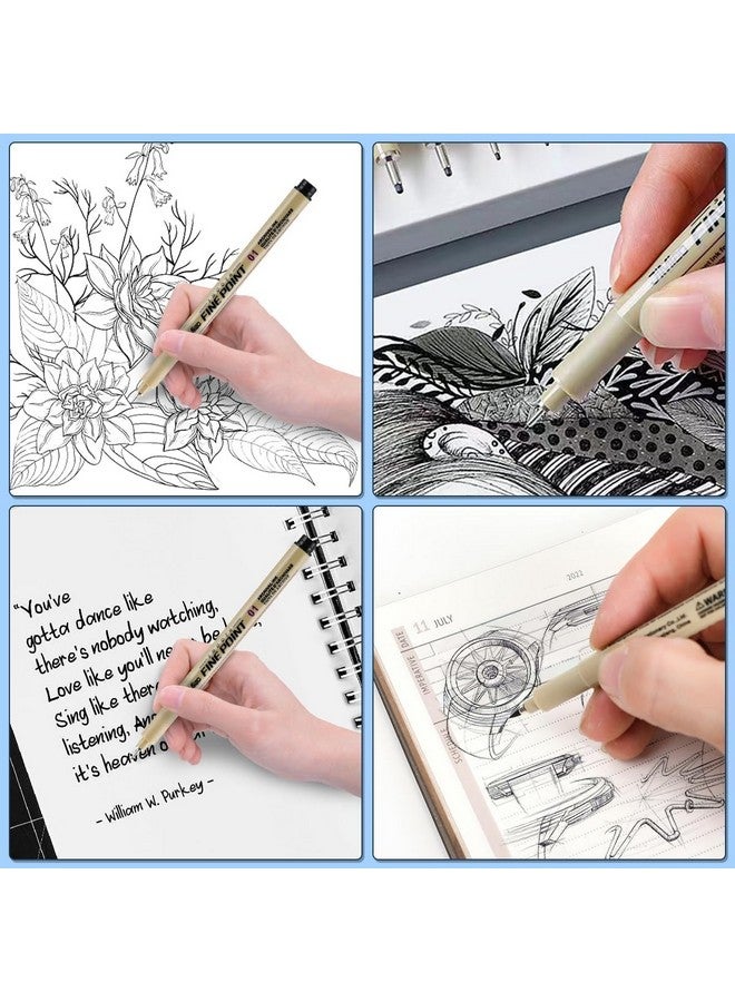 Amitasha 12 Pc Black Fine Point Technical Pens Set With Different Nib Sizes - Extra Fine Point Fineliner Pen For Calligraphy, Drawing, Writing, Designing, Comic, Waterproof & Quick Drying - Image 3