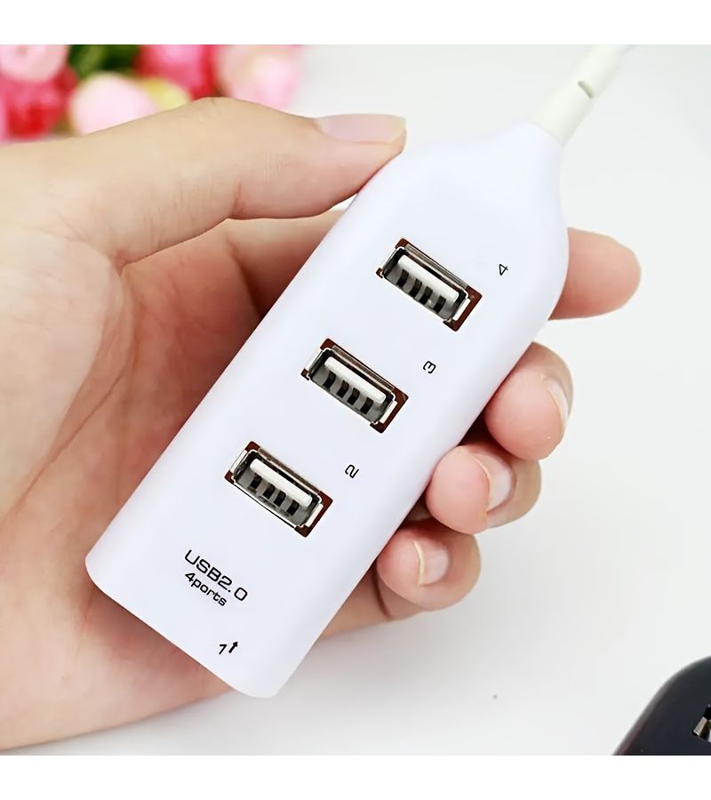 4 منافذ USB 2.0 Hub عالي السرعة متعدد منافذ USB باللون الأسود لإكسسوارات الكمبيوتر - Image 3