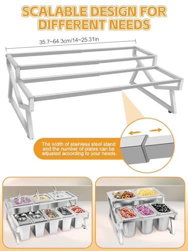 Lanstics Pizza Topping Station 8 Pans Pizza Storage Container Topping containers with Lids Spoon Condiment Organizers Buffet Containers Set for Restaurant Pizza Sauce Jam Fruit Ingredient - Image 4