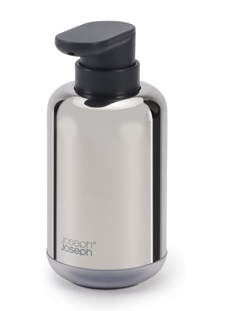 Joseph Joseph مضخة صابون Easystore Luxe مع نافذة مستوى التعبئة ورأس مضخة سهل الدفع وقاعدة غير قابلة للانزلاق وقابلة لإعادة التعبئة من الفولاذ المقاوم للصدأ مقاس واحد - Image 1