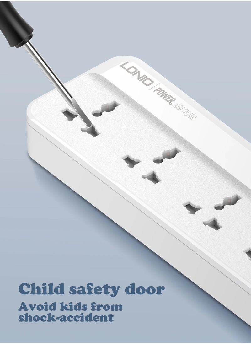 إل دينو - مشترك كهرباء LDNIO SC5415 مع 5 منافذ طاقة و4 منافذ USB – قدرة إجمالية 2500 واط – حماية متكاملة – كابل 2 متر – تصميم مقاوم للاشتعال – أبيض - Image 1