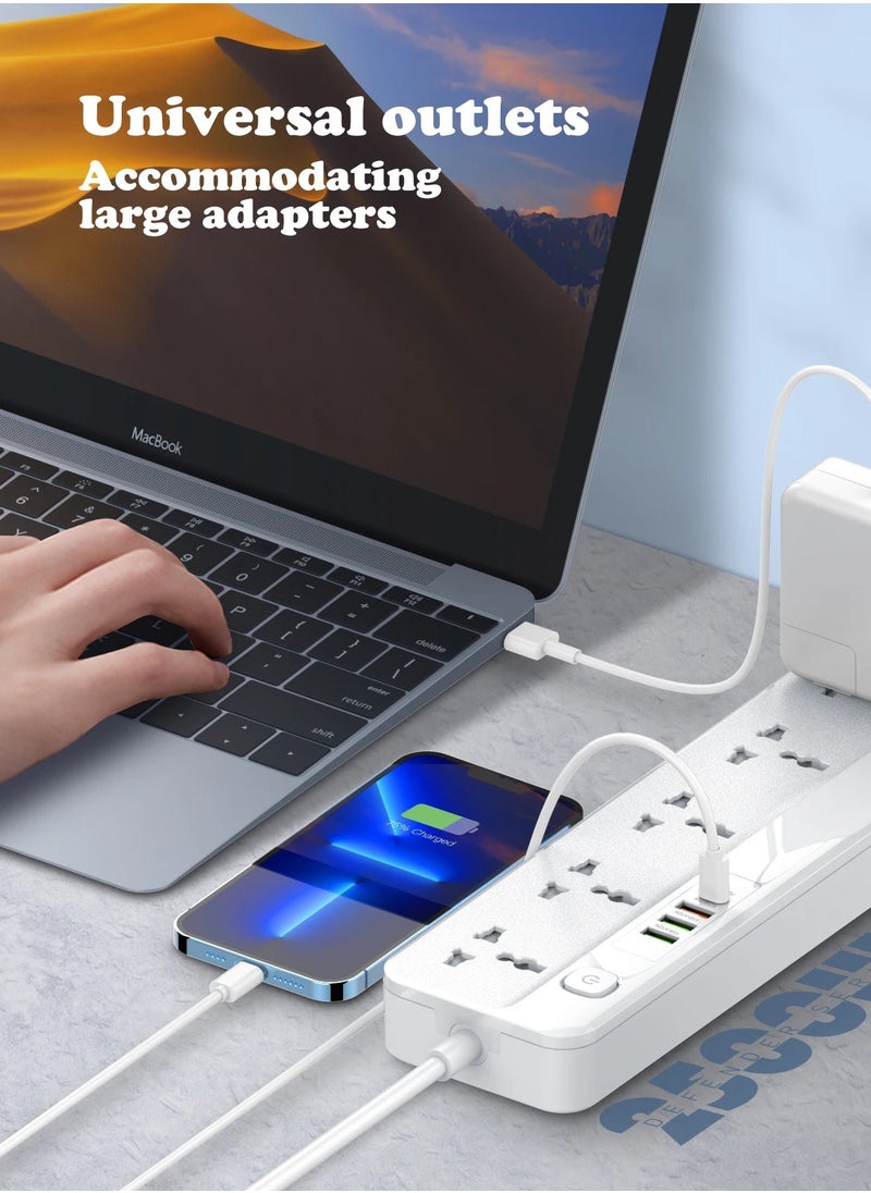 إل دينو - مشترك كهرباء LDNIO SC5415 مع 5 منافذ طاقة و4 منافذ USB – قدرة إجمالية 2500 واط – حماية متكاملة – كابل 2 متر – تصميم مقاوم للاشتعال – أبيض - Image 1