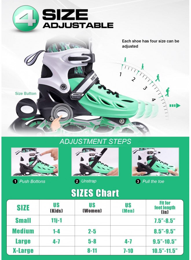 METROLLER METROLLER Inline Skates for Girls and Boys, Women, Men 4 Sizes Adjustable Inline Skates with Light Up Wheels, Illuminating Beginner Skates for Kids & Adult Youth. - Image 2