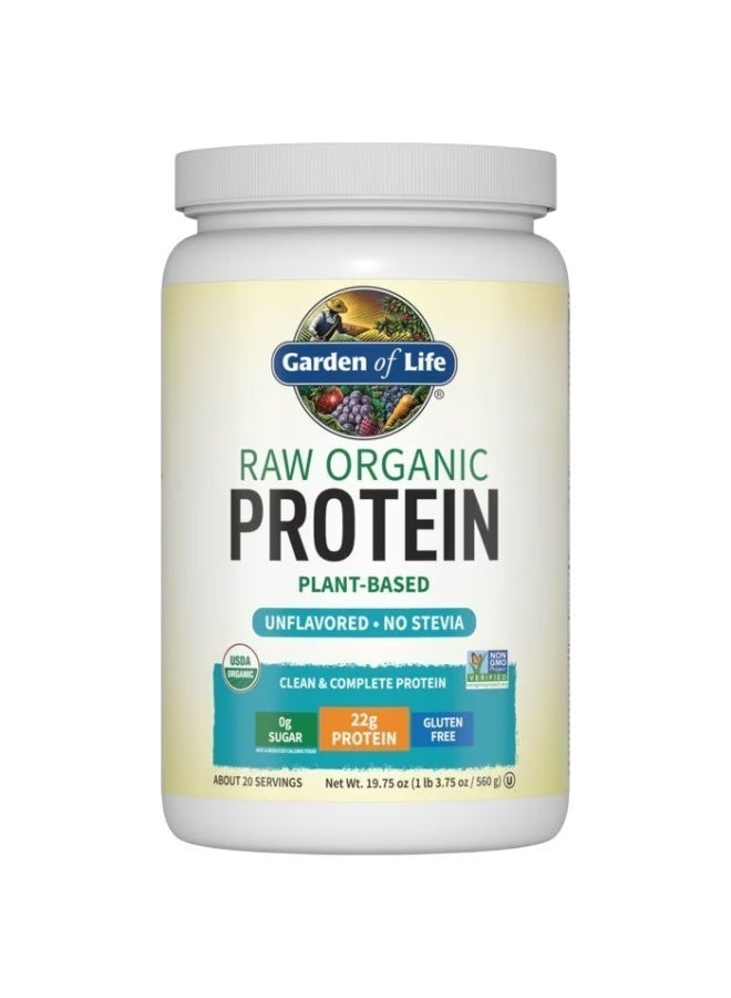 Garden of Life Organic Vegan Protein Powder, Unflavored Protein Powder, Garden of Life 22g Plant Based Protein & BCAAs, Organic Protein Powder with Probiotics & Enzymes, Non-GMO, Gluten-Free Lactose Free 1.2 LB Packaging May Vary - Image 1