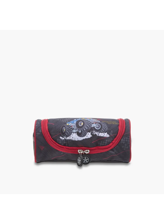 Boys Graphic Print Pencil Pouch with Zip Closure