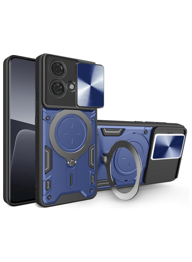 Motorola Edge 40 Neo 5G Mobile Phone Case Cover, Slide Camera Lens Cover, 360°Rotating Kickstand Ring, Bumper Shockproof Phone Case，Compatible with Car Magnetic Mount - Image 1