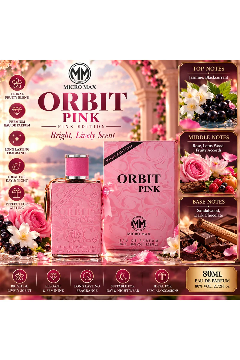 محبوب للعطور MICRO MAX Pink Eau de Parfum 80ml | Floral, Fruity & Gourmand Fragrance | Bright & Lively Scent