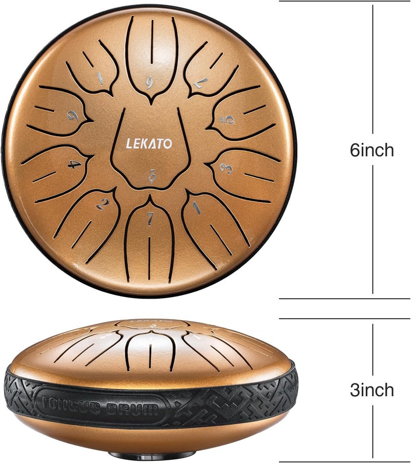 LEKATO Steel Drum 6 Inch 11 Note, Tongue Drum D Major Hand Chakra Drum for Entertainment Musical Education Zen Meditation Yoga, Gift for Families - Image 4