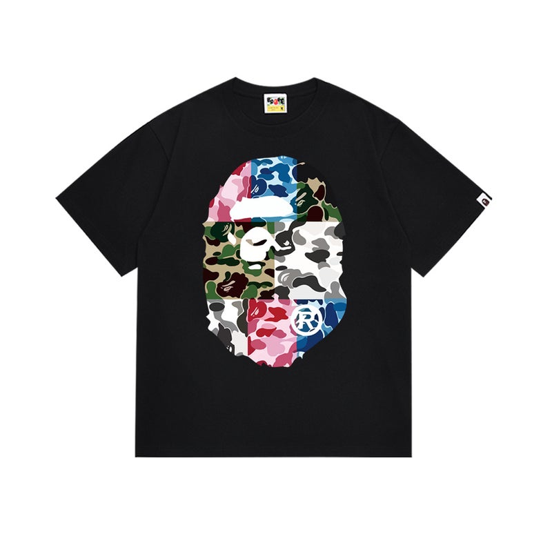 بايب تي شيرت رياضي قصير الأكمام مموه مشترك بين BAPE وميامي الدولي للجنسين - موضة الشارع العصرية - Image 1
