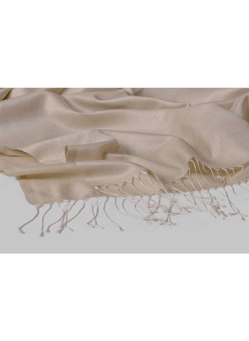 Kroren Brand Silk Look Shawl - Beige Color  - Image 1