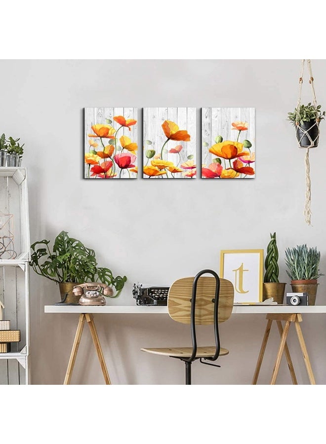 TTHYUEWS Bedroom Decoration kitchen Wall Artworks Canvas Wall Art for Living Room, 3 piece bathroom Wall decor Yellow flowers Watercolor painting posters Pictures office restaurant wall painting Home decor - Image 5