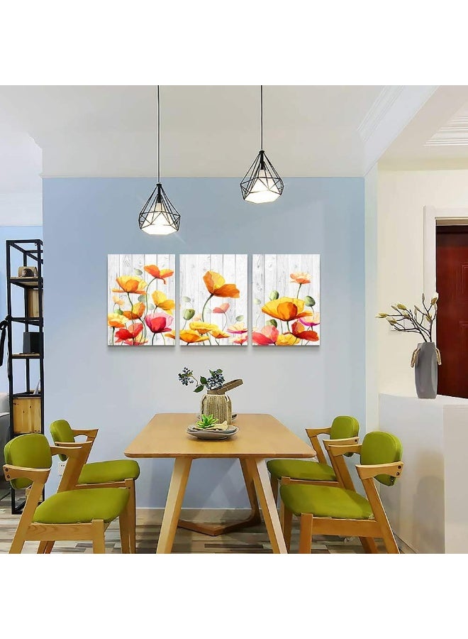 TTHYUEWS Bedroom Decoration kitchen Wall Artworks Canvas Wall Art for Living Room, 3 piece bathroom Wall decor Yellow flowers Watercolor painting posters Pictures office restaurant wall painting Home decor - Image 4