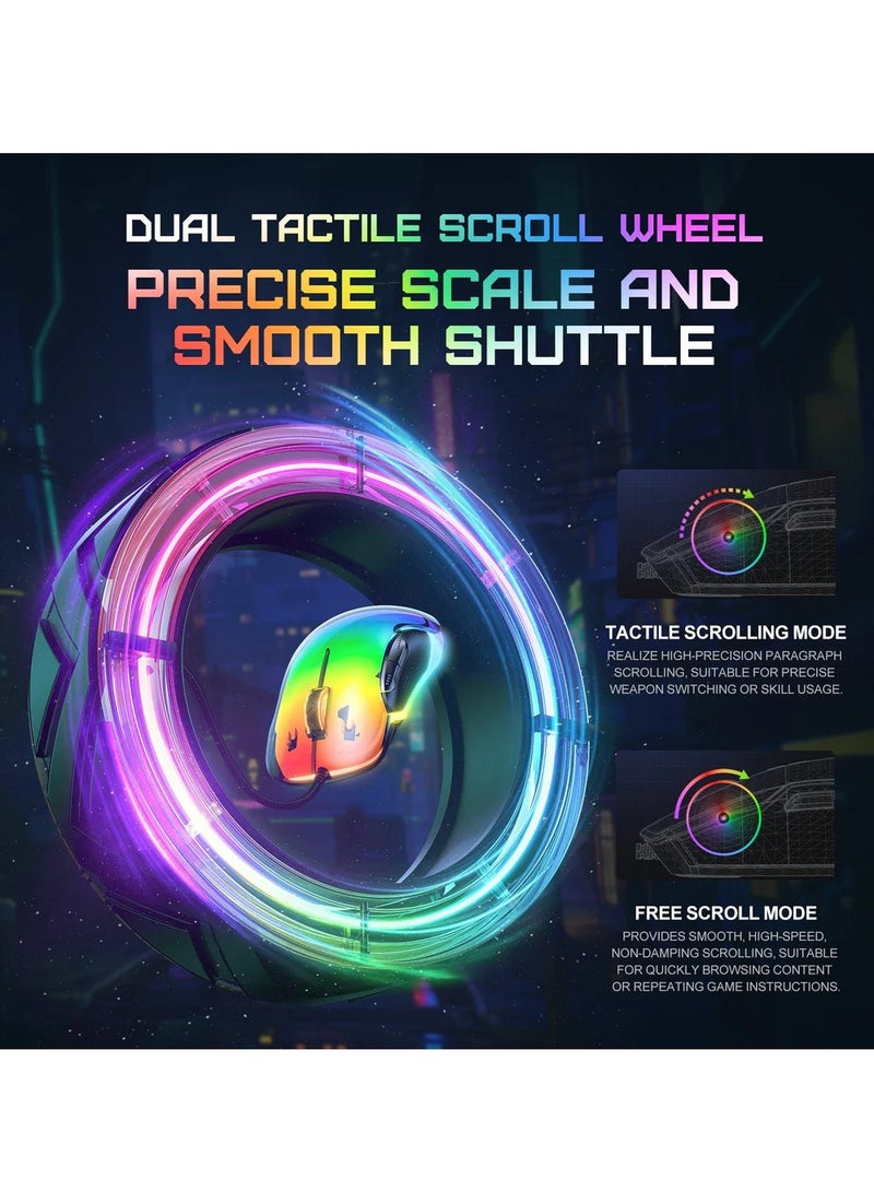 onikuma CW925 Gaming Mouse Wired- Full Customized Software - 8 Macro Programmable Buttons - Up to 12800 DPI - Chroma RGB Backlit High Precision Sensor -Ultra-Lightweight Ergonomic Design For with PC/Mac/Laptop | Transparent Black - Image 5