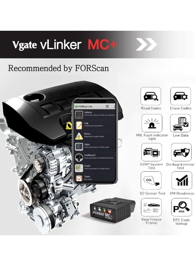 Vgate vgate vLinker MC+ BLE Bluetooth OBD2 Car Diagnostic Tool - Image 4
