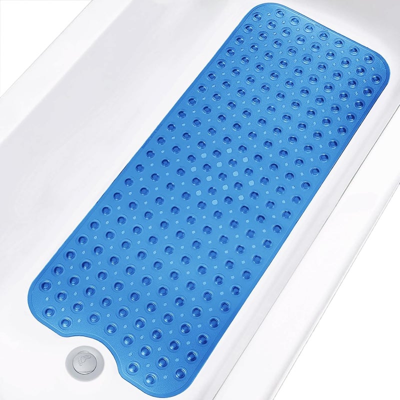 Gopad Bathtub and Shower Mats NonSlip Bath Mat Bath Tub Mat with Suction Cups Drain Holes for Bathroom Silicone Bathtub Mat Anti Skid Bathroom Mat 100 X 39 CmBlue 1 Pcs - Image 2