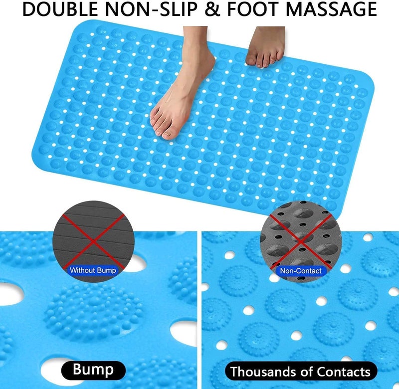 Gopad Bathtub and Shower Mats NonSlip Bath Mat Bath Tub Mat with Suction Cups Drain Holes for Bathroom Silicone Bathtub Mat Anti Skid Bathroom Mat 100 X 39 CmBlue 1 Pcs - Image 4