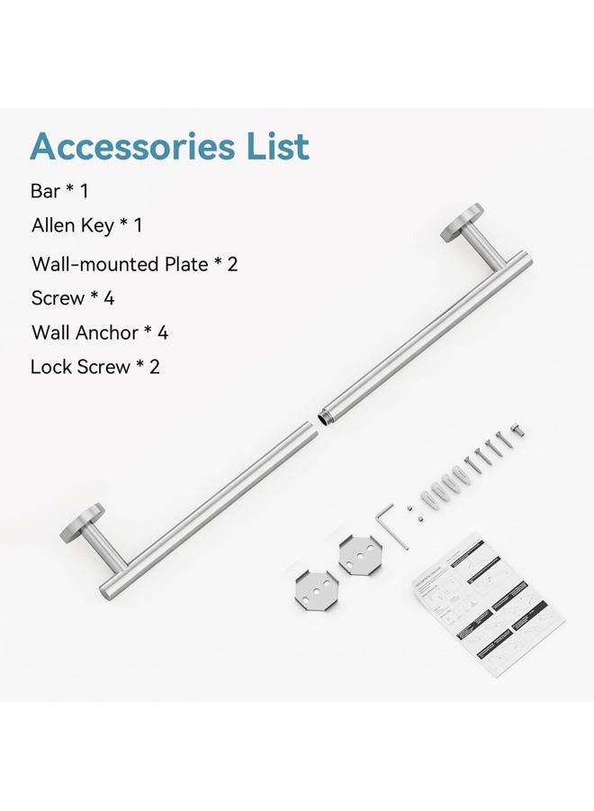 IOQ Brushed Nickel Towel Bar, 24 Inch Towel Rack for Bathroom Wall-Mounted, SUS304 Stainless Steel, Total Length 26 Inch - Image 4