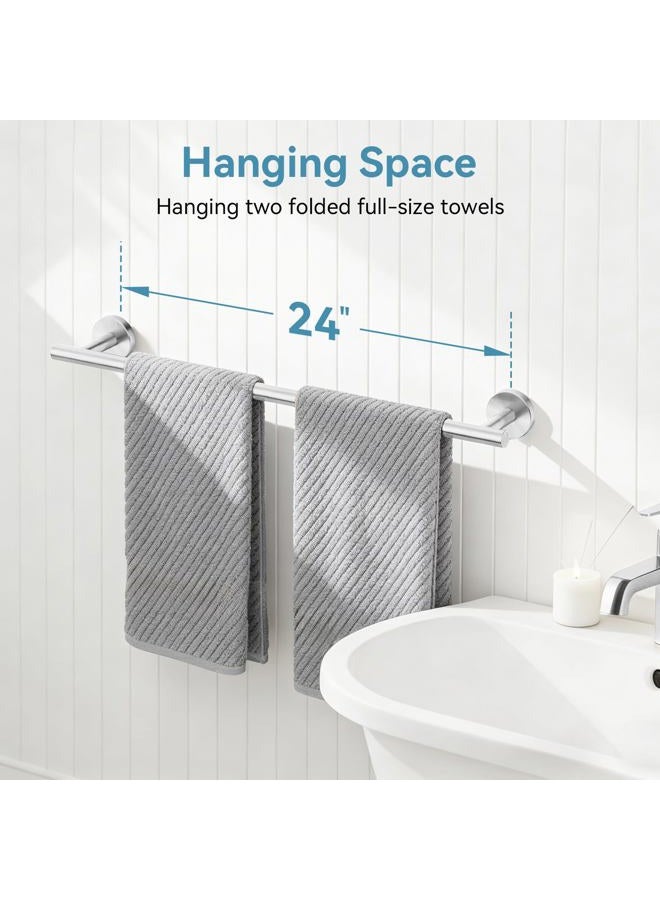 IOQ Brushed Nickel Towel Bar, 24 Inch Towel Rack for Bathroom Wall-Mounted, SUS304 Stainless Steel, Total Length 26 Inch - Image 5