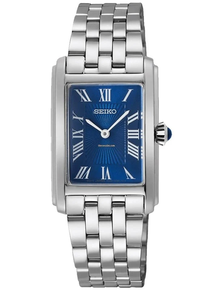 سيكو مجموعة SWR085P1 الأساسية - علبة من الفولاذ المقاوم للصدأ مقاس 22.2 مم، مينا رومانية زرقاء، فضية - Image 1