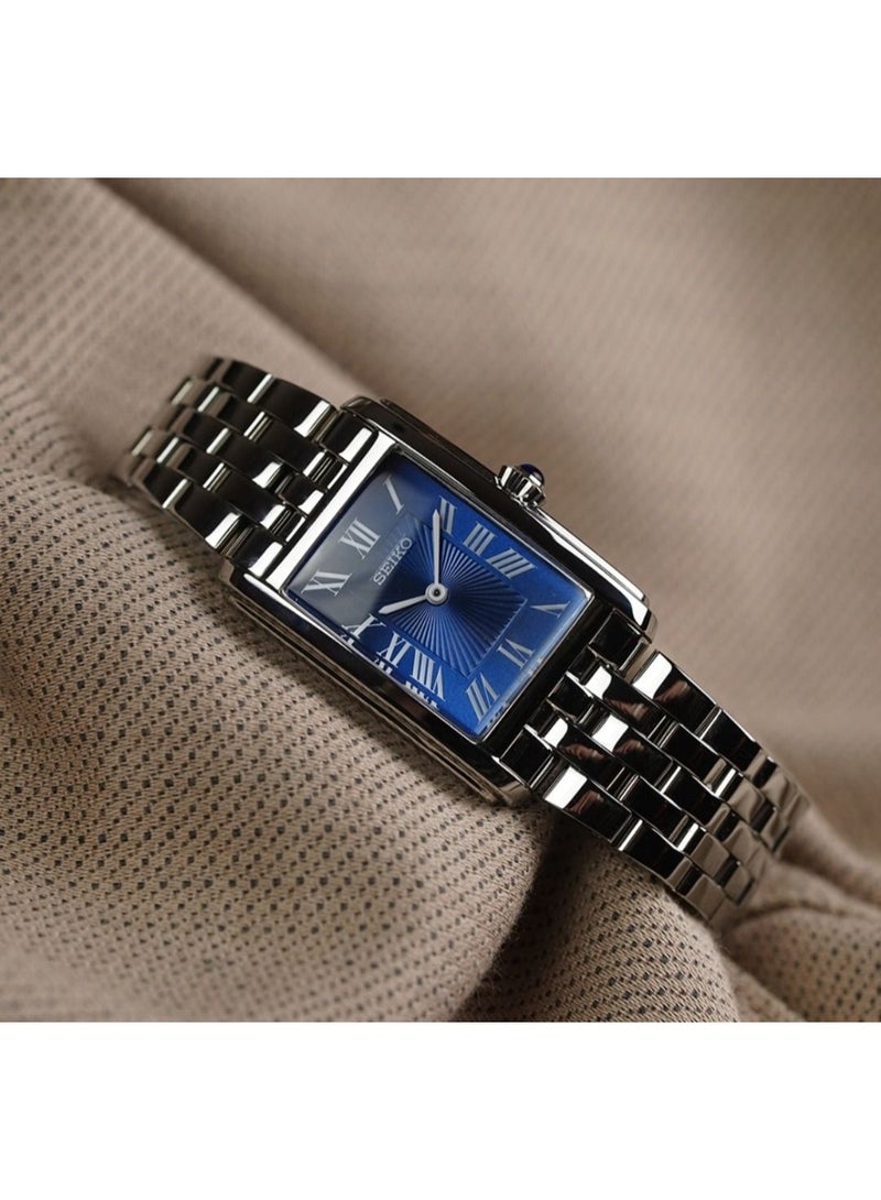 سيكو مجموعة SWR085P1 الأساسية - علبة من الفولاذ المقاوم للصدأ مقاس 22.2 مم، مينا رومانية زرقاء، فضية - Image 2