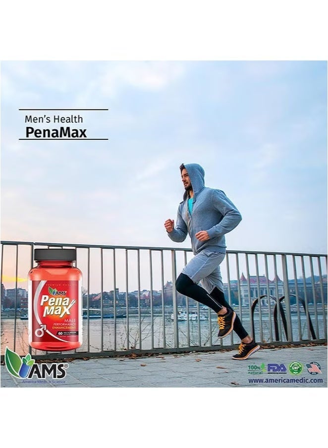 AMS PenaMax Male Vitality Support Supplement – Daily Energy & Performance Formula – Men’s Wellness 60 Capsules - Image 3