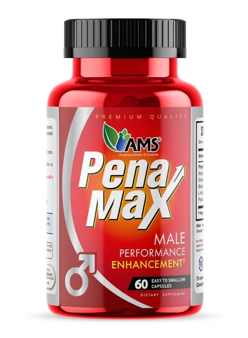 America Medic & Science PenaMax Men Vitality Support Supplement – Daily Energy & Performance Formula – Men’s Wellness 60 Capsules - Image 1