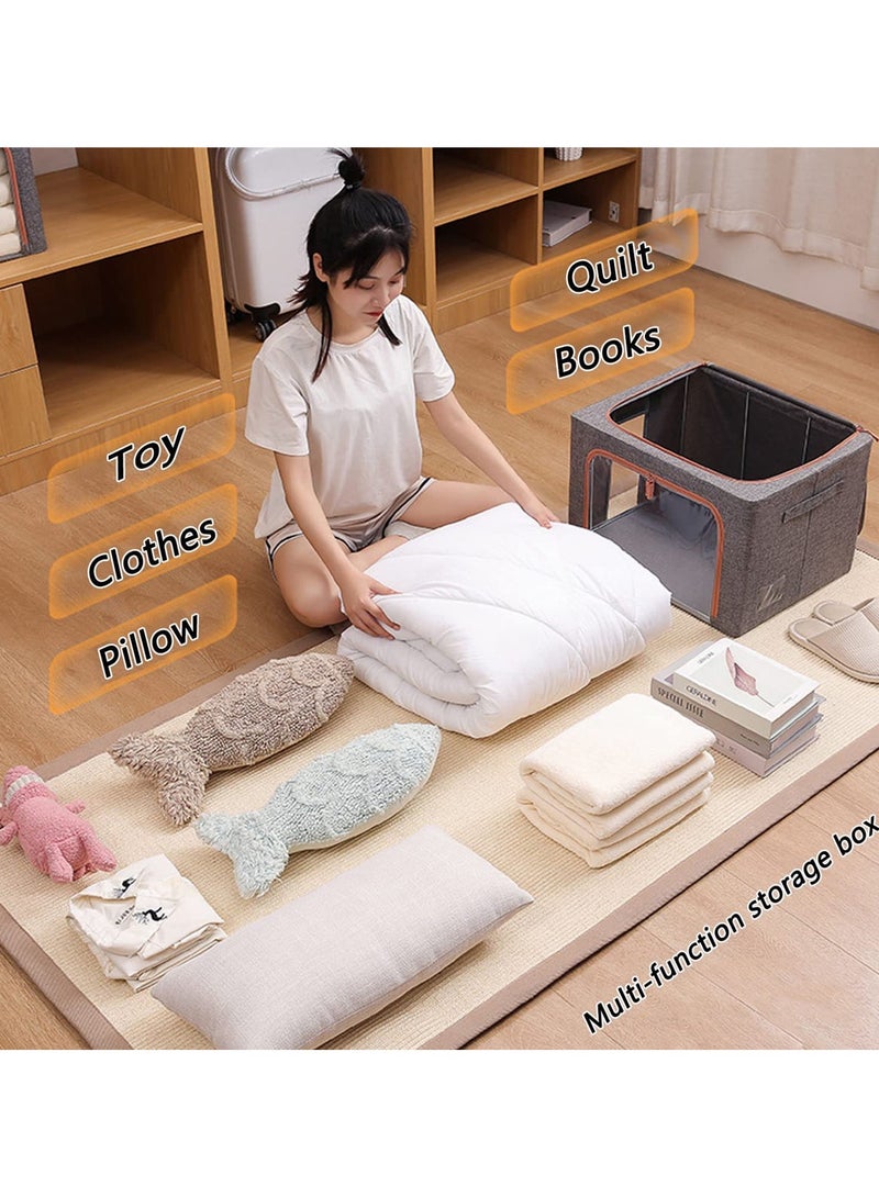 اليسا صندوق منظم لخزانة الأدراج مكون من قطعتين تحت السرير وسلة تخزين قابلة للطي لتنظيم الملابس والملاءات والألعاب والكتب لصناديق تنظيم المكتب وغرفة المعيشة وغرفة النوم (كبير/رمادي متوسط) - Image 2