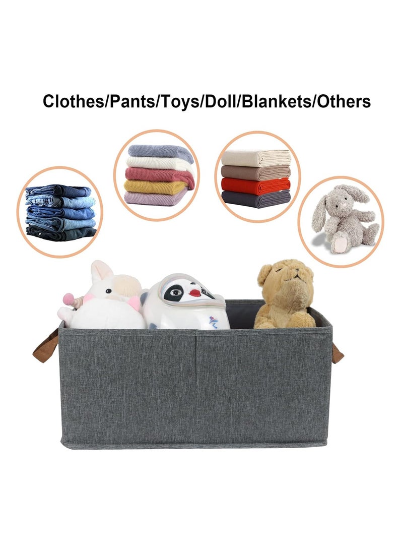 اليسا صندوق منظم لخزانة الأدراج مكون من قطعتين تحت السرير وسلة تخزين قابلة للطي لتنظيم الملابس والملاءات والألعاب والكتب لصناديق تنظيم المكتب وغرفة المعيشة وغرفة النوم (كبير/رمادي متوسط) - Image 5