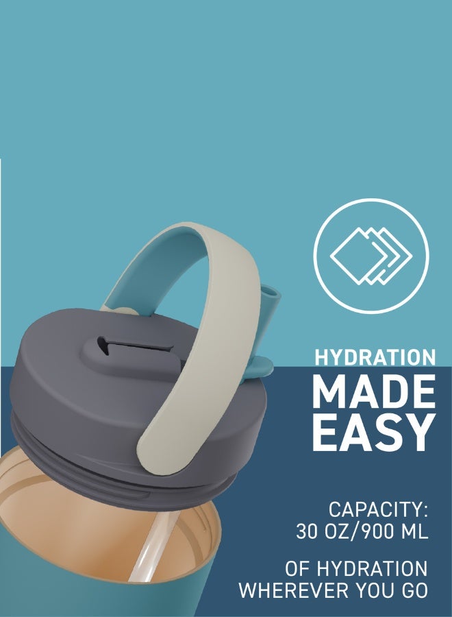 asobu Orbit Pop-Up Lid Water Bottle 880ml, Sleek Insulated Stainless Steel Bottle with Spill Proof Pop-Up Lid and Carry Handle, Keeps Drinks Cold for 24 Hours, BPA Free, Perfect for Iced Coffee, Travel and Everyday Hydration - Image 3