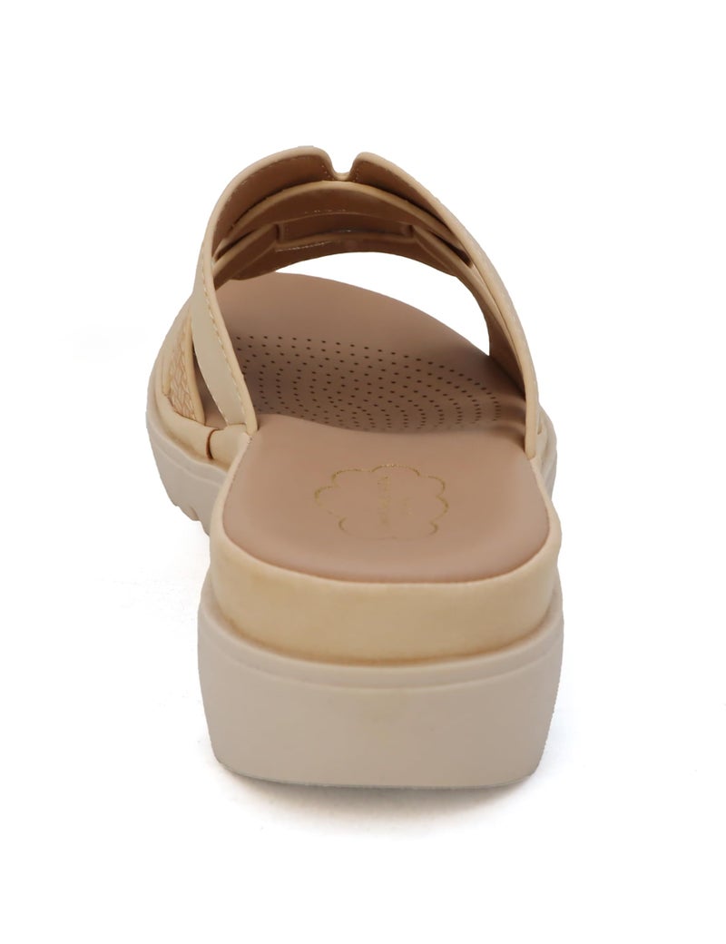 YOKI TUNSA-14 Wedge Platform Sandals - Slip On Wedge Sandals for Women with H-Band Braided Strap and Comfort Footbed, Open Toe Platform Slides - Beige, Size 10 - Image 4