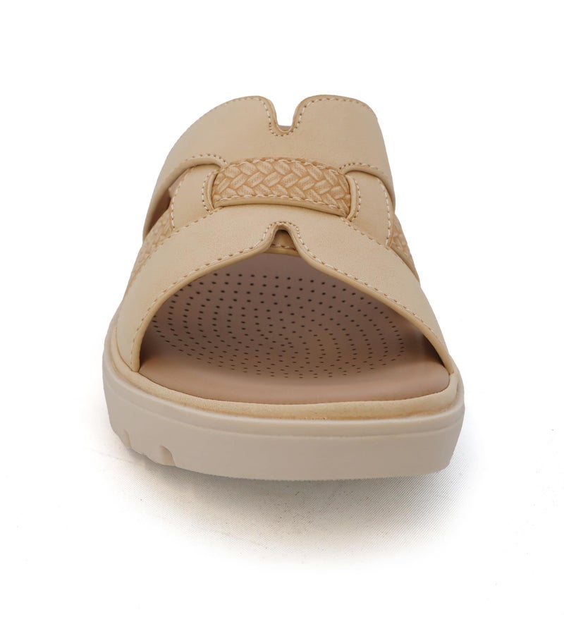 YOKI TUNSA-14 Wedge Platform Sandals - Slip On Wedge Sandals for Women with H-Band Braided Strap and Comfort Footbed, Open Toe Platform Slides - Beige, Size 10 - Image 3