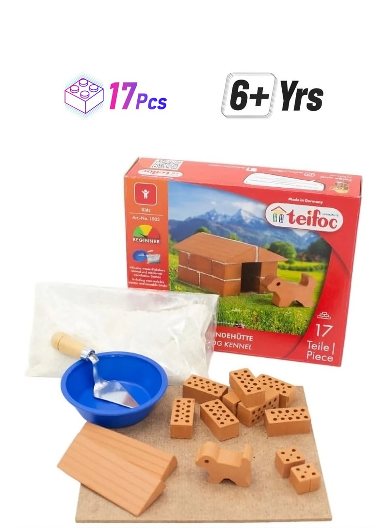 Teifoc Brick Construction Toy Set - Teifoc 1002 - Dog Kennel Includes Puppy Made Of Clay - 6+ Years - 17pcs  - Image 1