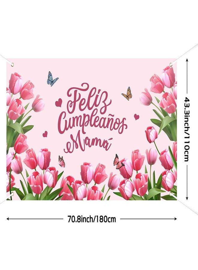 Lofaris Feliz Cumpleaños Mama Party Banner Mexico Happy Birthday Backdrop for Mother Best Mom Ever I Love Mom Floral Party Decorations Photo Booth Props - Image 2