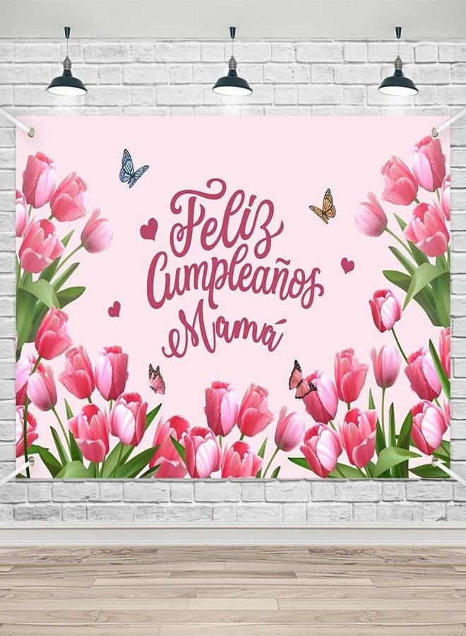 Lofaris Feliz Cumpleaños Mama Party Banner Mexico Happy Birthday Backdrop for Mother Best Mom Ever I Love Mom Floral Party Decorations Photo Booth Props - Image 1
