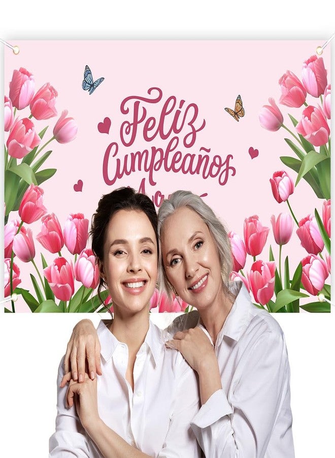 Lofaris Feliz Cumpleaños Mama Party Banner Mexico Happy Birthday Backdrop for Mother Best Mom Ever I Love Mom Floral Party Decorations Photo Booth Props - Image 3