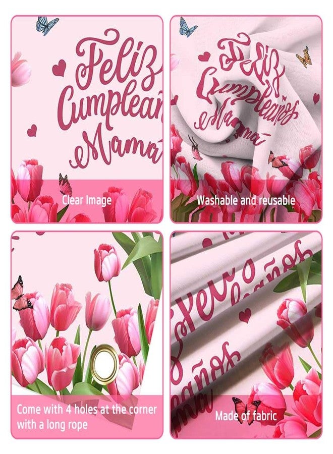 Lofaris Feliz Cumpleaños Mama Party Banner Mexico Happy Birthday Backdrop for Mother Best Mom Ever I Love Mom Floral Party Decorations Photo Booth Props - Image 5