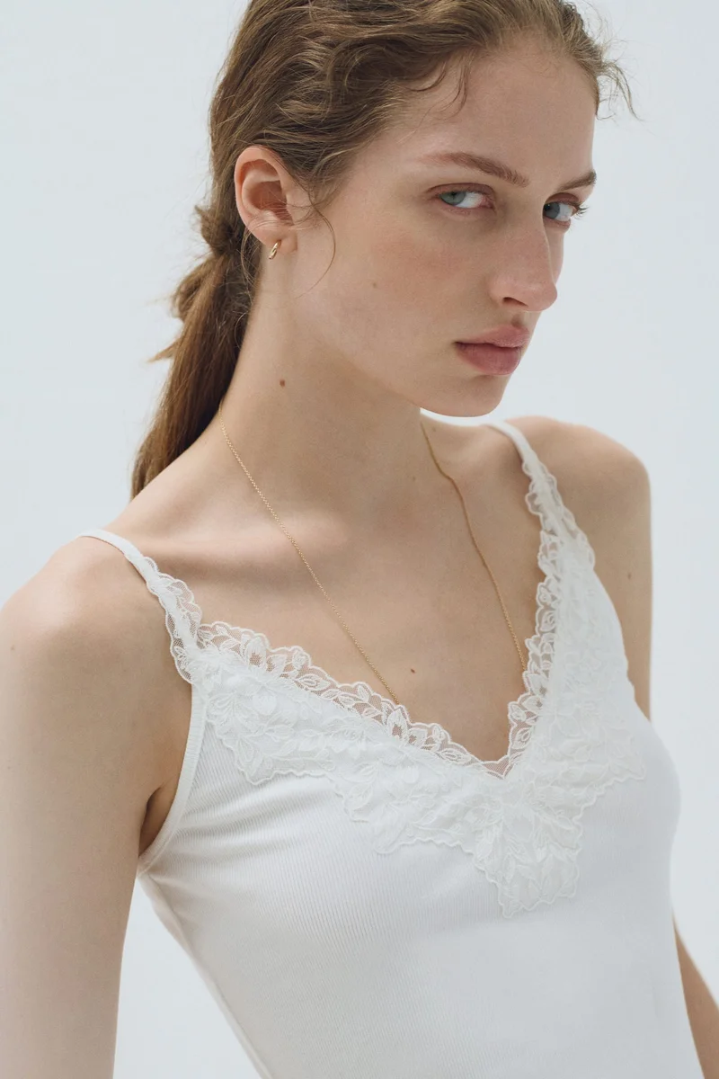 H&M Lace-trimmed strappy top