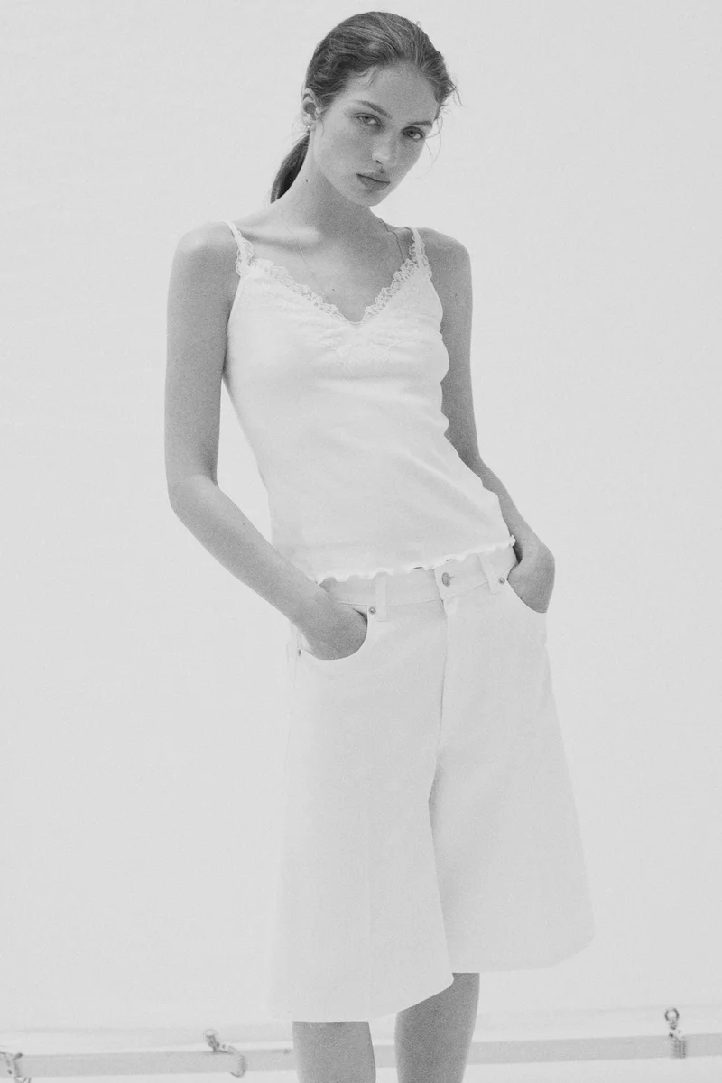 H&M Lace-trimmed strappy top