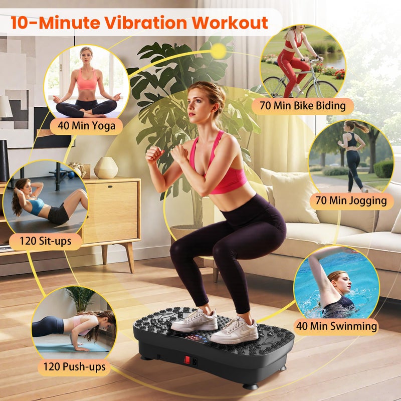AXV Vibration Plate Fitness Platform Exercise Machine Vibrating Shaking Workout Full Body Shaker Vibrate Stand Shake Board Sport Gym Pad for Weight Loss Fat Burner for Women Men - Image 2
