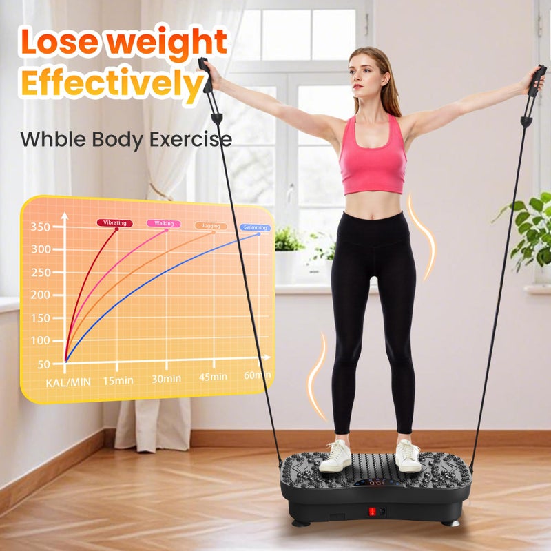 AXV Vibration Plate Fitness Platform Exercise Machine Vibrating Shaking Workout Full Body Shaker Vibrate Stand Shake Board Sport Gym Pad for Weight Loss Fat Burner for Women Men - Image 3