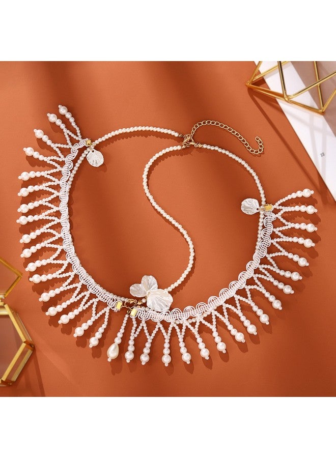 GENBREE 1920S Pearl Head Chain Layered Tassel Headpiece Seashell Forehead Headbands Festival Costume Party Hair Accessories For Women  - Image 2