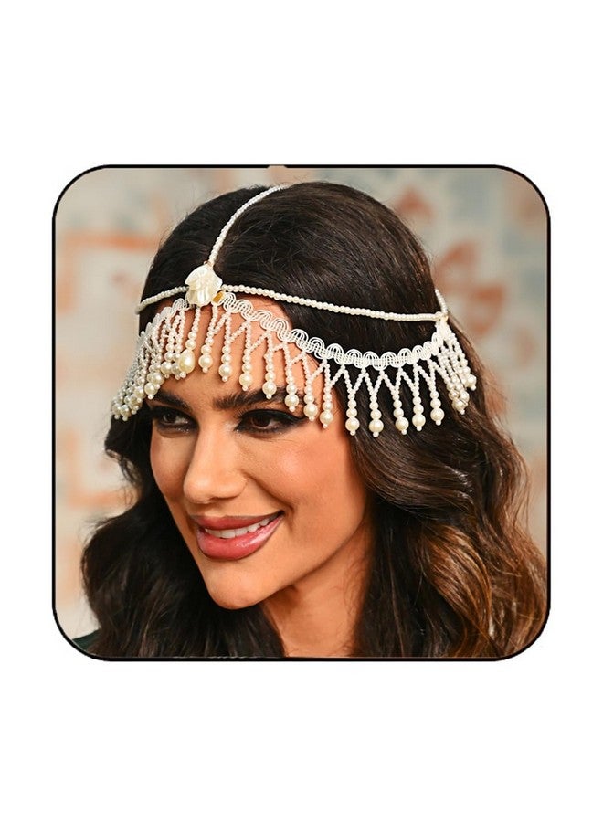 GENBREE 1920S Pearl Head Chain Layered Tassel Headpiece Seashell Forehead Headbands Festival Costume Party Hair Accessories For Women  - Image 1