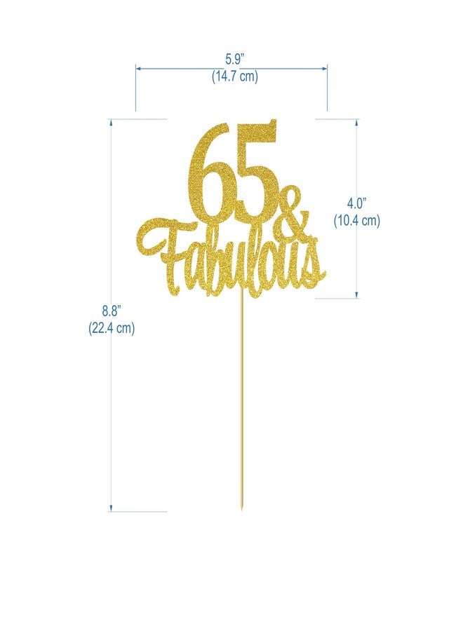 SVM CRAFT® 65 Fabulous Cake Topper & Banner Gold Glitter - 65 Anniversary/Birthday Cake Topper Party Decoration (65th) - Image 2