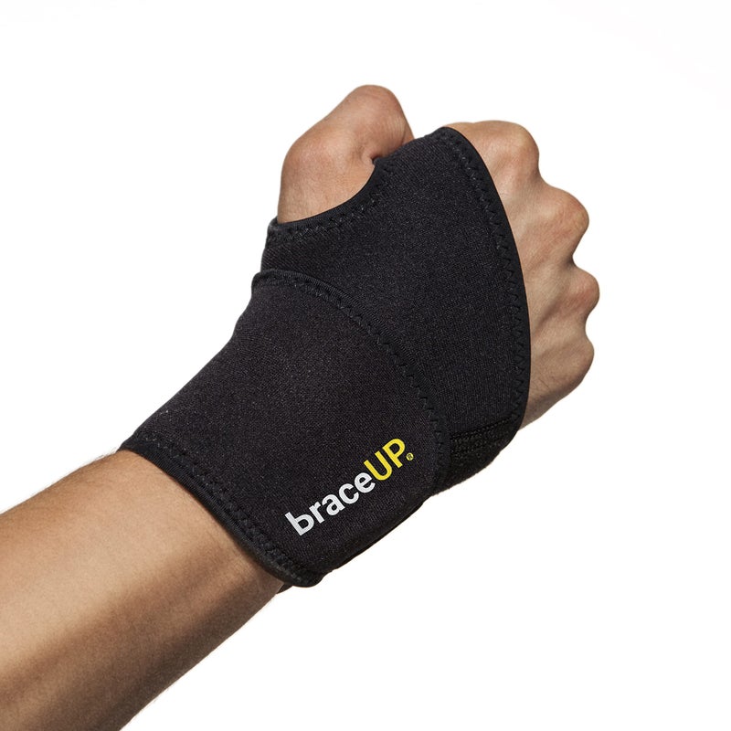 BraceUP BraceUP Adjustable Wrist Wrap for Men and Women Workouts Wrist Band Carpal Tunnel Compression Wrist Brace Tendonitis Wrist Splint Left Right Hand One Size Adjustable Black 
