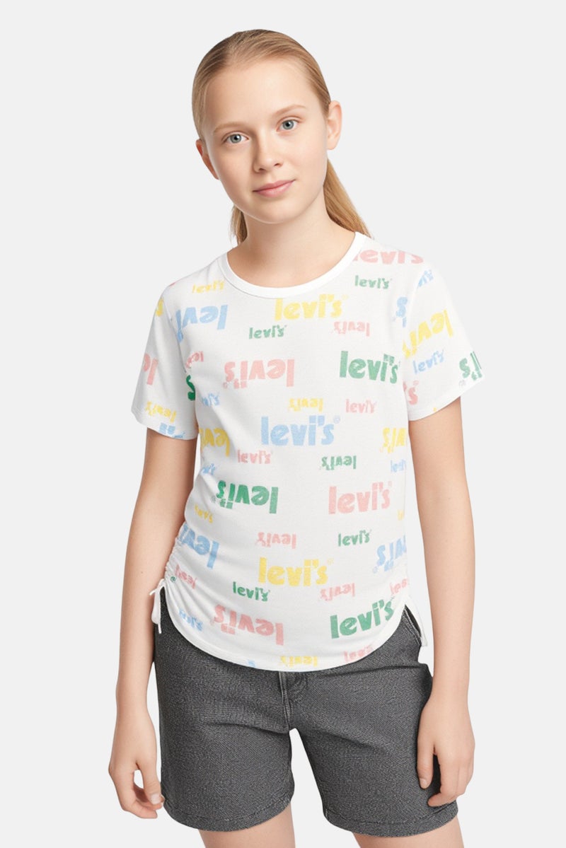 Levi's تي شيرت قصير الأكمام للبنات بشعار العلامة التجارية، متعدد الألوان - Image 1