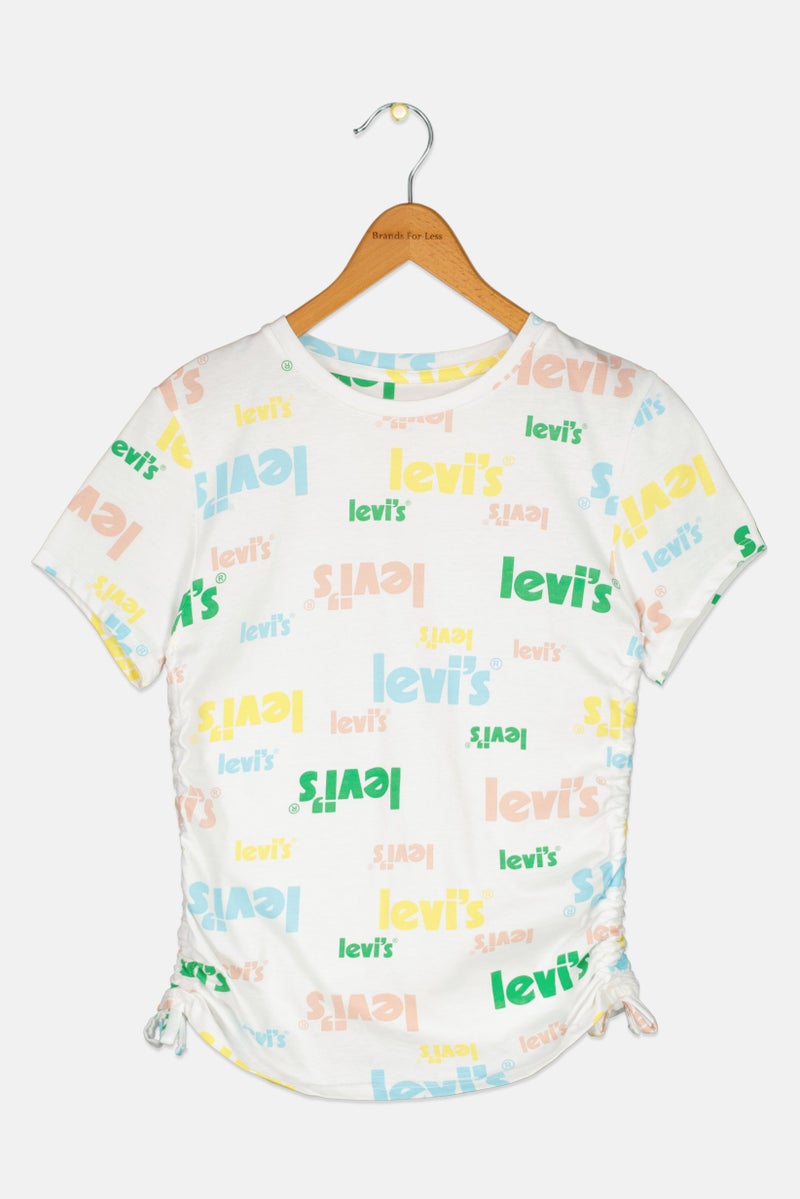 Levi's تي شيرت قصير الأكمام للبنات بشعار العلامة التجارية، متعدد الألوان - Image 2
