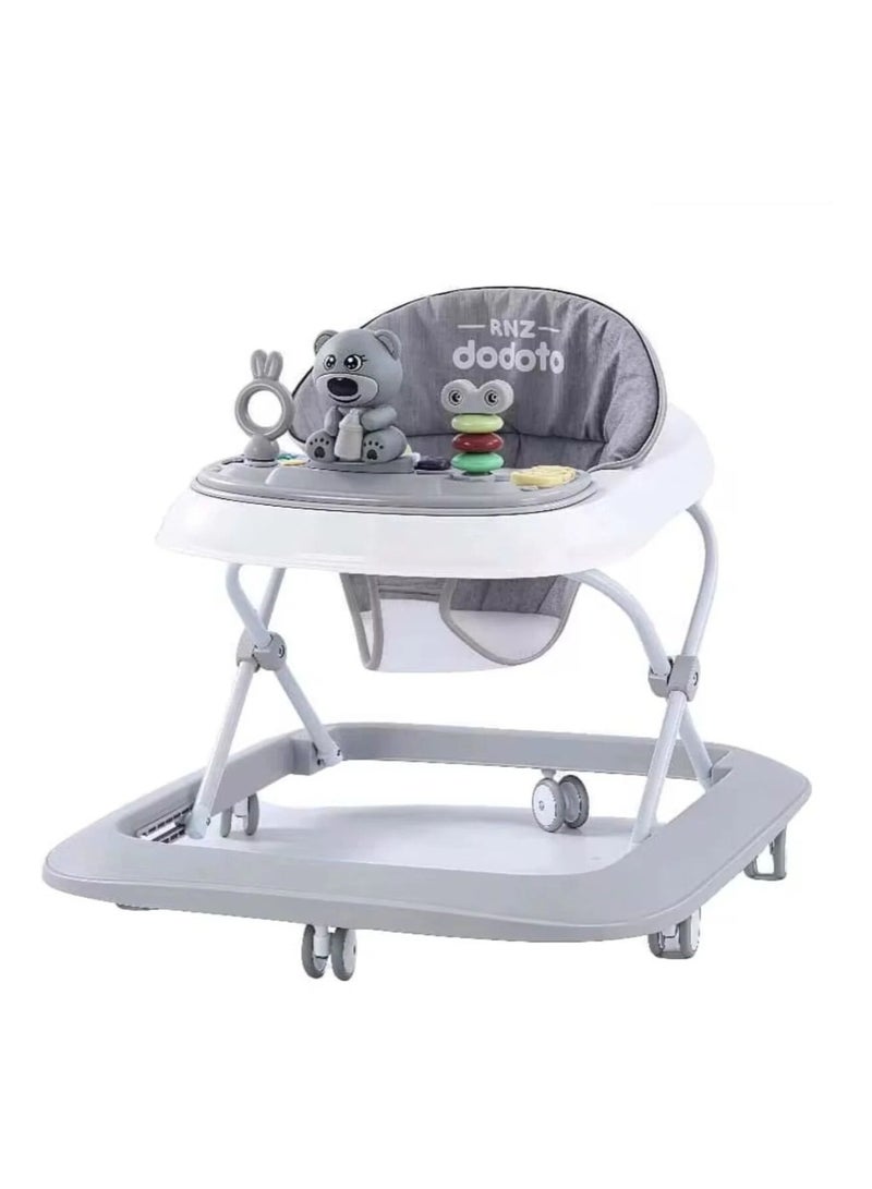 Baby Walker for Kids, Foldable Kids Walker with 3 Position Adjustable Height & Musical Toy Bar Activity Walker for Toddlers, Kids Walker for Baby Boy Girl 6 to 18 Months