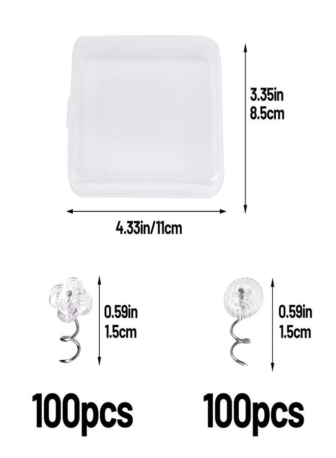 LUNARM 200 PCS Upholstery Tacks Clear Heads Twist Pins with Storage Box, 2 Styles Bedskirt Pins, 0.59 inches Tacks for Furniture, Slipcovers, and Bedskirts Decoration - Image 2