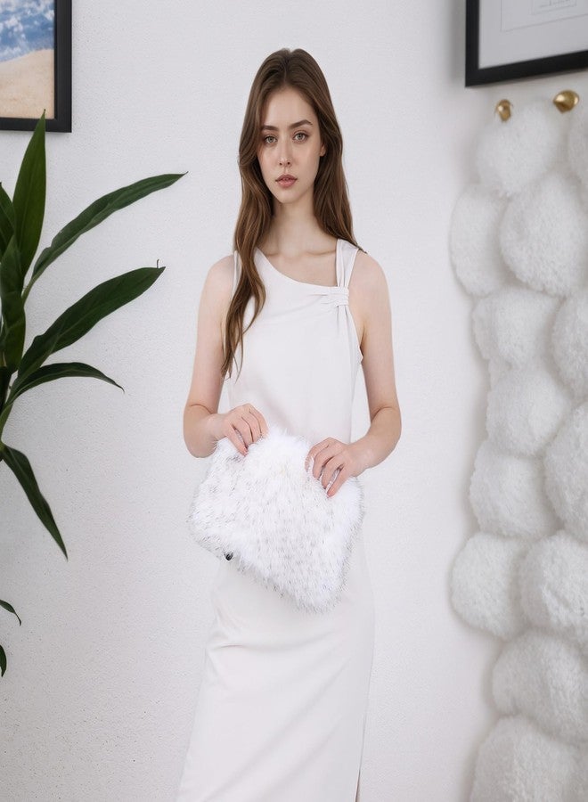 Fecialy Faux Fur Handbags for Women Furry Clutch Cute Fluffy Crossbody Bag Fuzzy Shoulder Evening Purse - Image 3